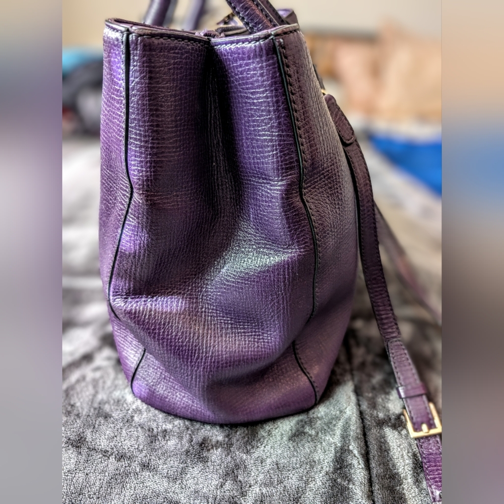 Tod's Purple Leather Satchel Handbag with Adjustable Strap - Picture 4 of 15